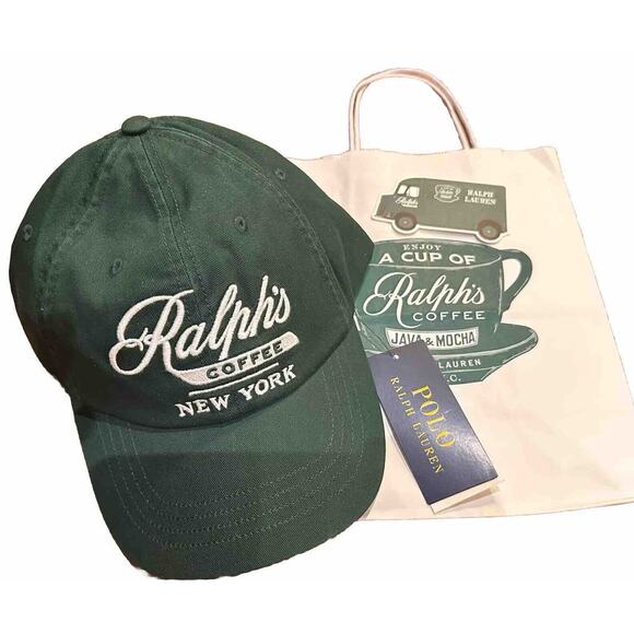 Polo Ralph Lauren Hat Green Ralph's Coffee New York Ball Cap Baseball Hat - Picture 3 of 13